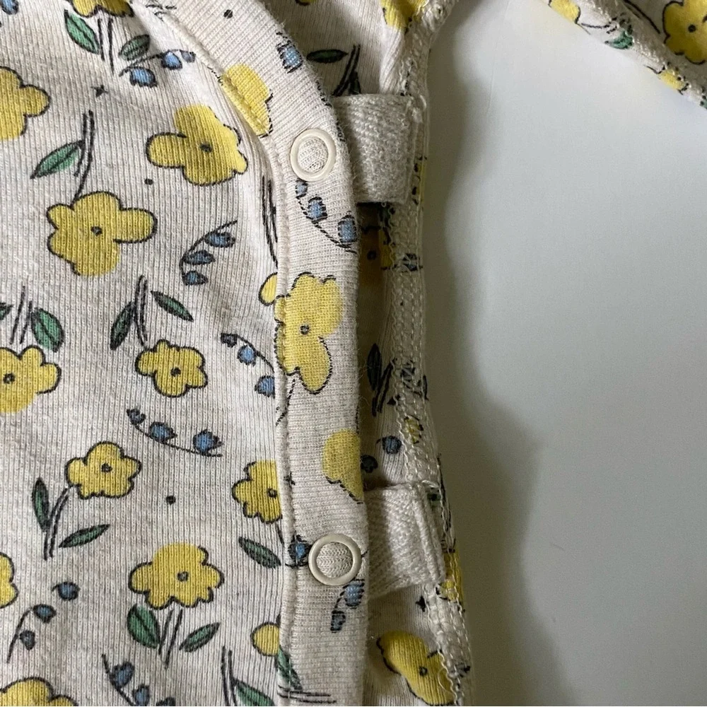Hanna Andersson Outfit Size 3 6 Months Kimono Floral 2-Piece Yellow Flowers EUC